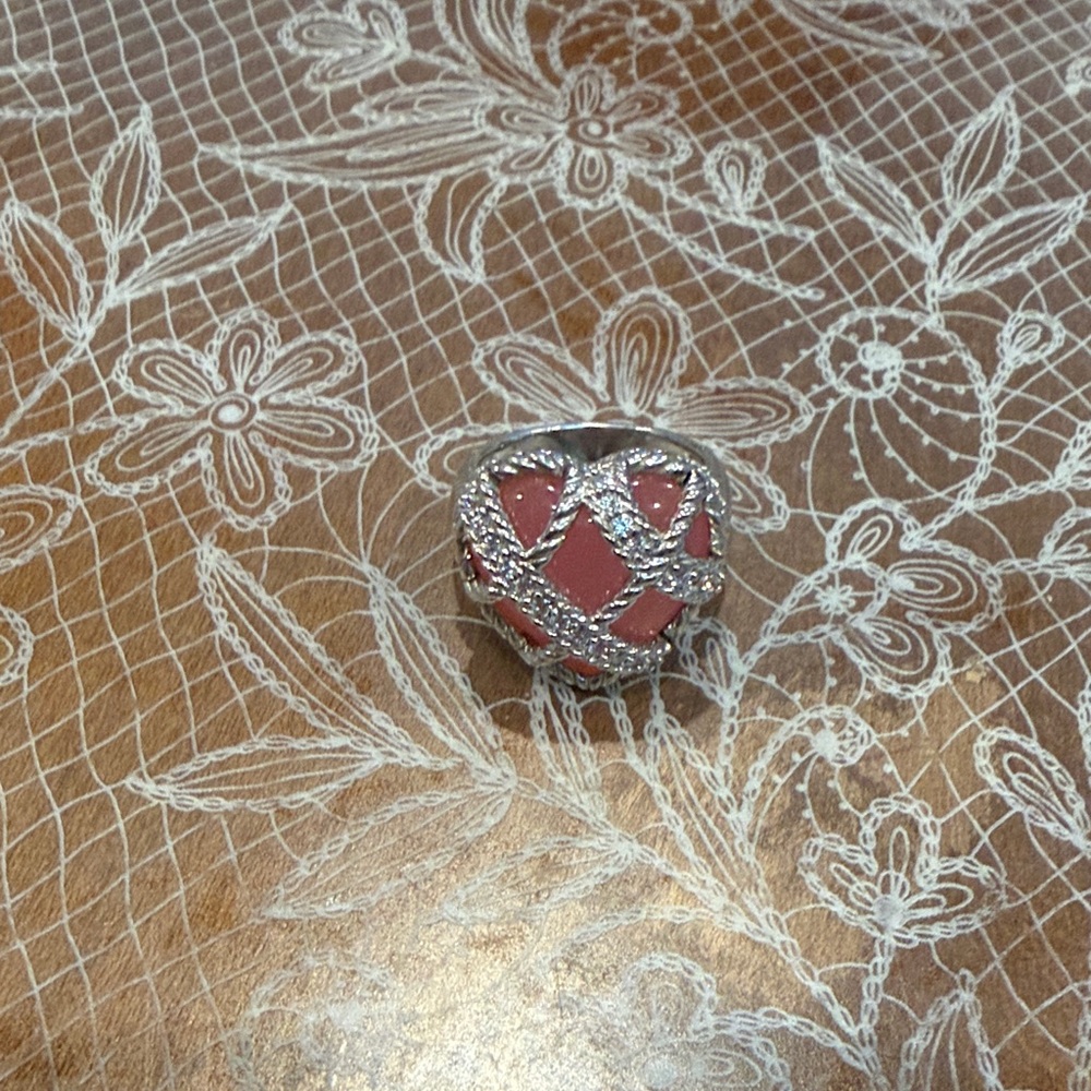 Elegant Silver and Pink Women's Ring